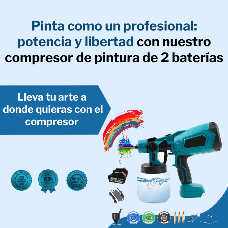 Compresor de pintura profesional de 2 baterías