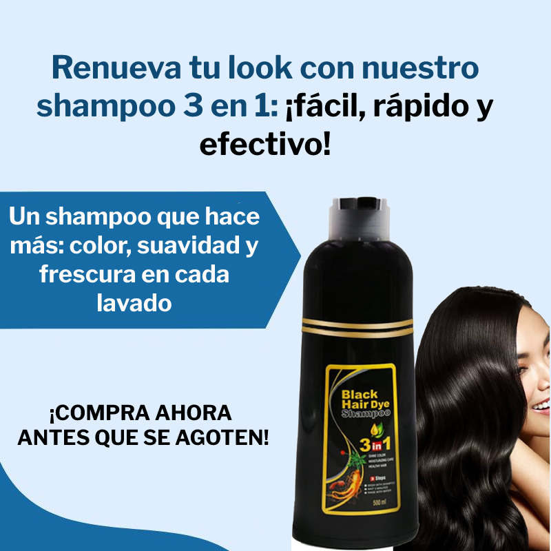 Shampoo Black Hair Dye 3 en 1