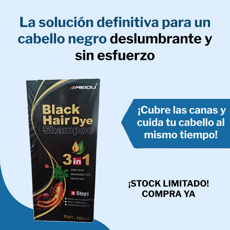Shampoo Black Hair Dye 3 en 1
