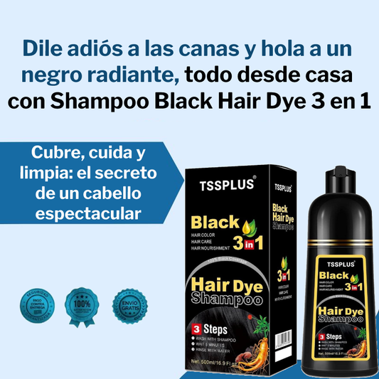 Shampoo Black Hair Dye 3 en 1